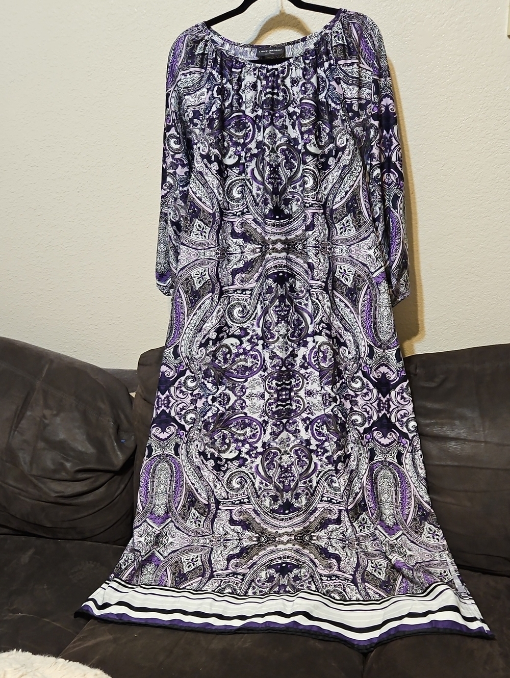 Lane Bryant Purple and White Paisley Maxi Dress